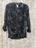 Roll-Tab Sleeve Tie-Waist Blouse