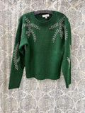 Leaf Embroidered Knit Sweater