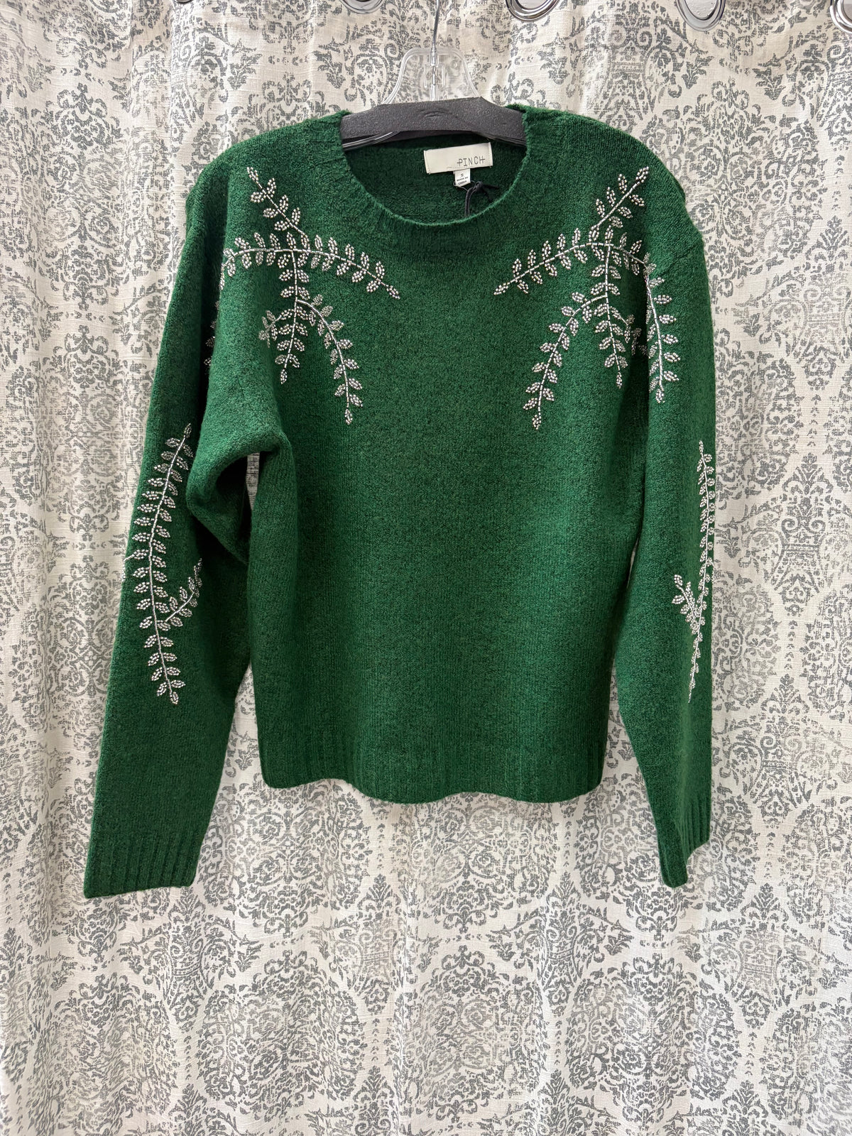 Leaf Embroidered Knit Sweater