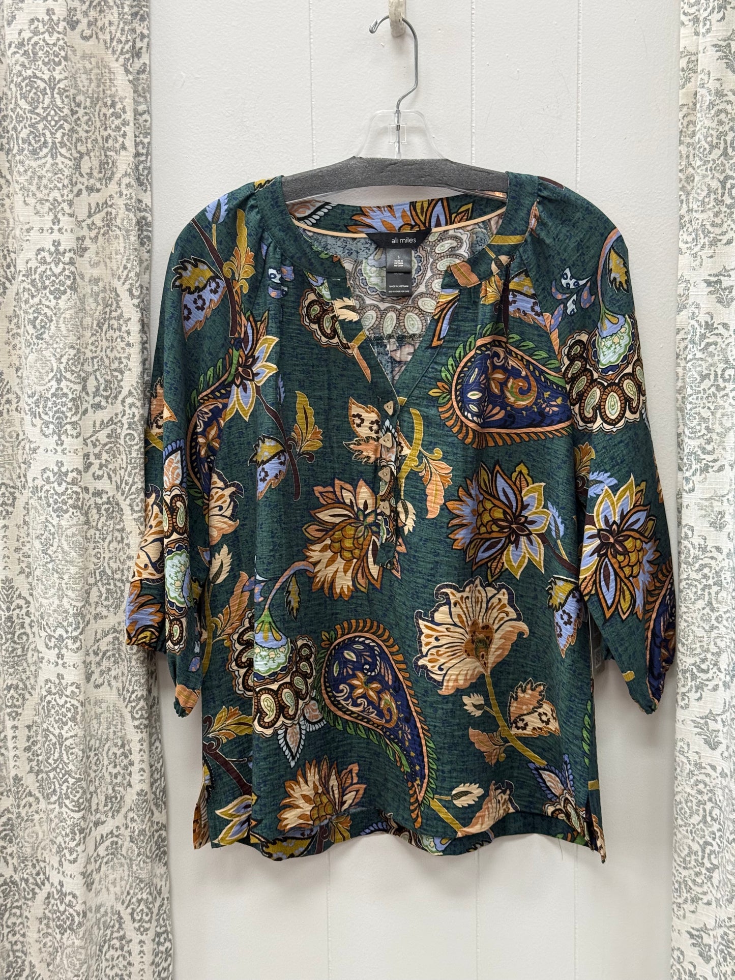 Printed Woven Popover V-Neck