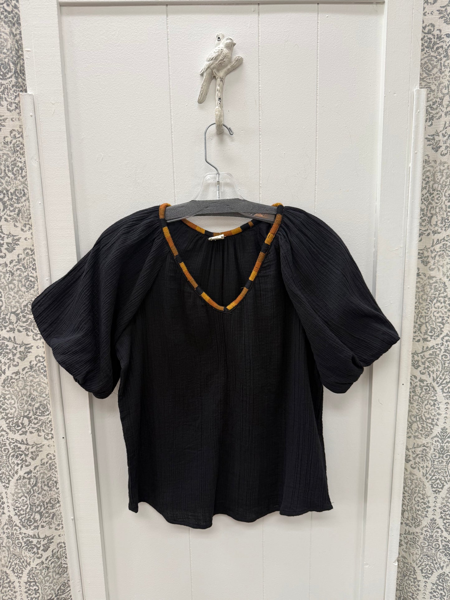 Embroidered Neck Top