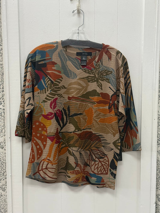 Rib Knit Popover V-Kneckline 3/4 Sleeves Straight Hem Top