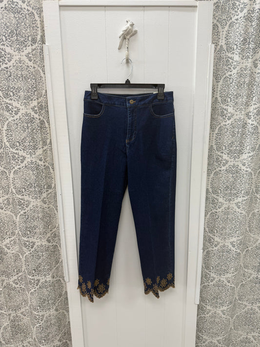 Flare Crop Woven Jean with Scallop Hem