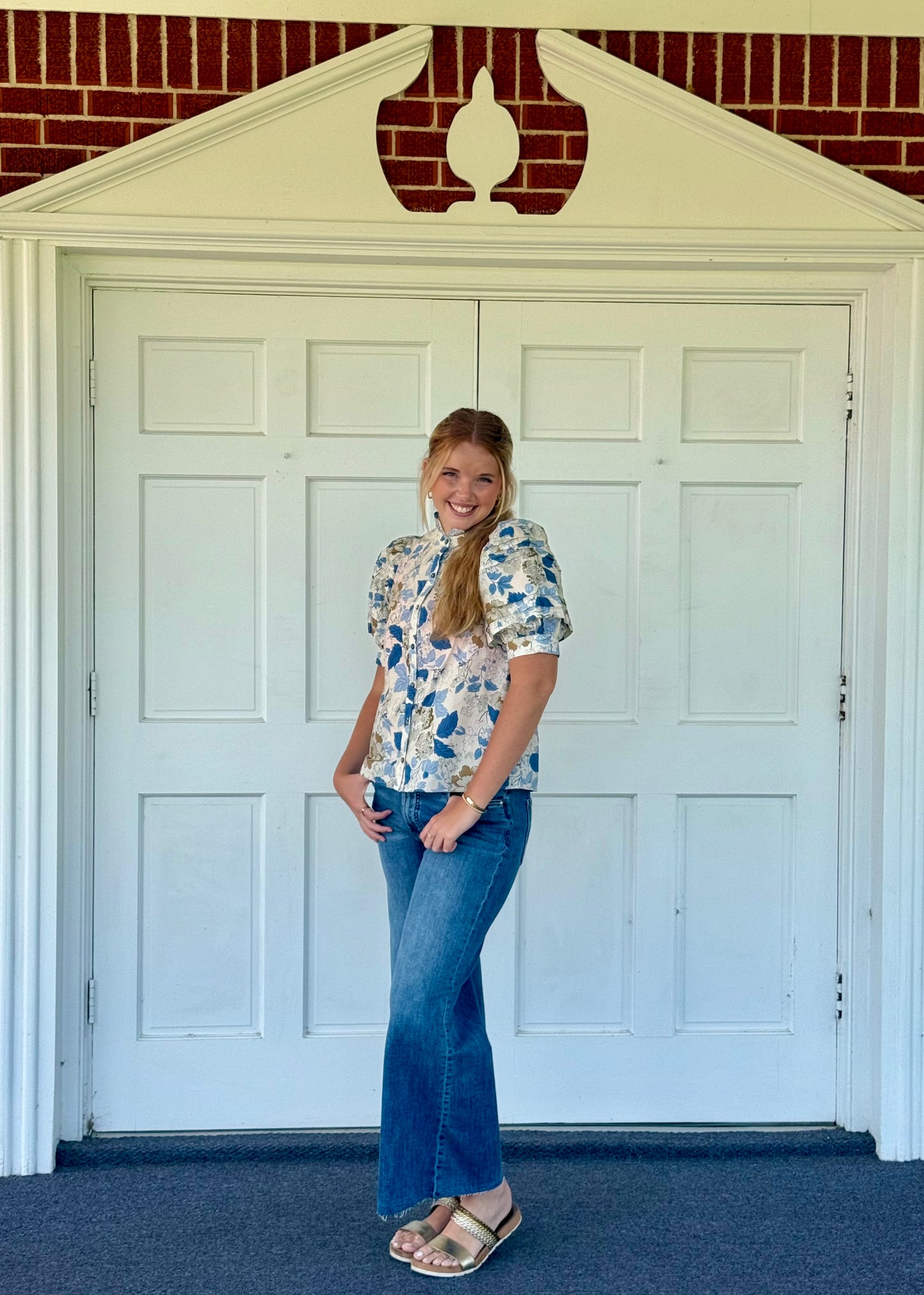 Vintage Floral Puff Sleeve Blouse