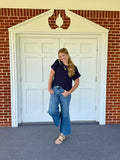 Navy Keyhole Back Top