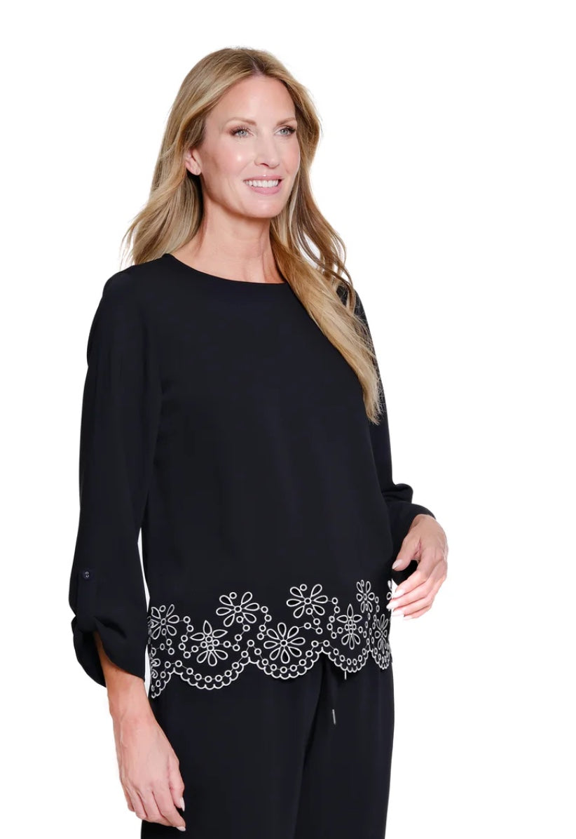 Black and White Floral Top