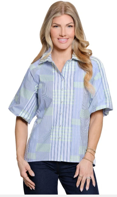 Woven Point Collar Top