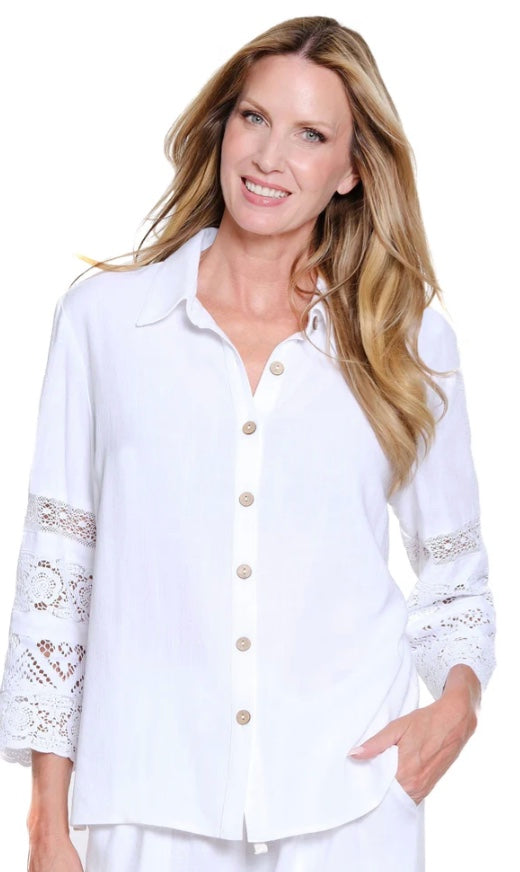 3/4 Sleeve Button Up Front Top