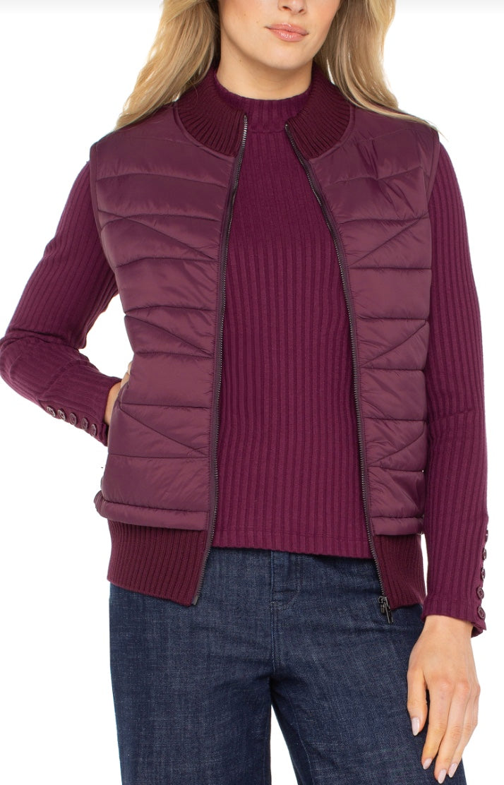 Sleeveless Quilted Full Zip Sweater Vest