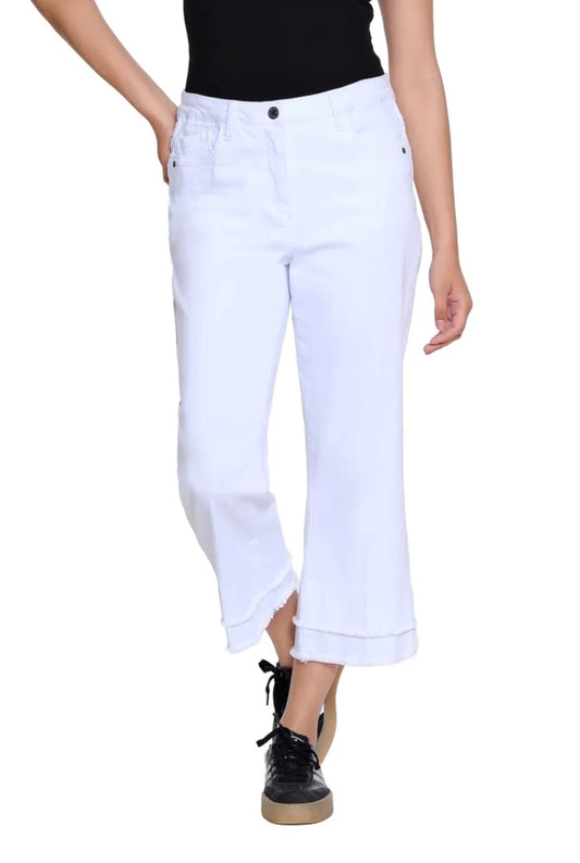 Button Up Fringe Band Crop Pant