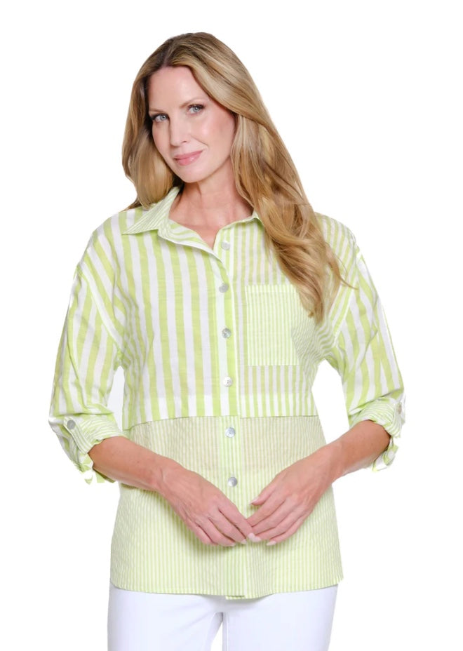 Roll Tabbed Cuffed 1 Pocket Button Front Shirt