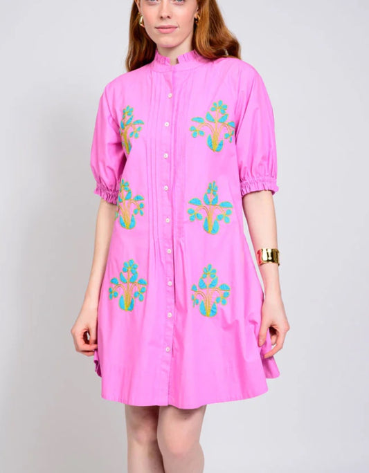 Blocked Embroidery Dress