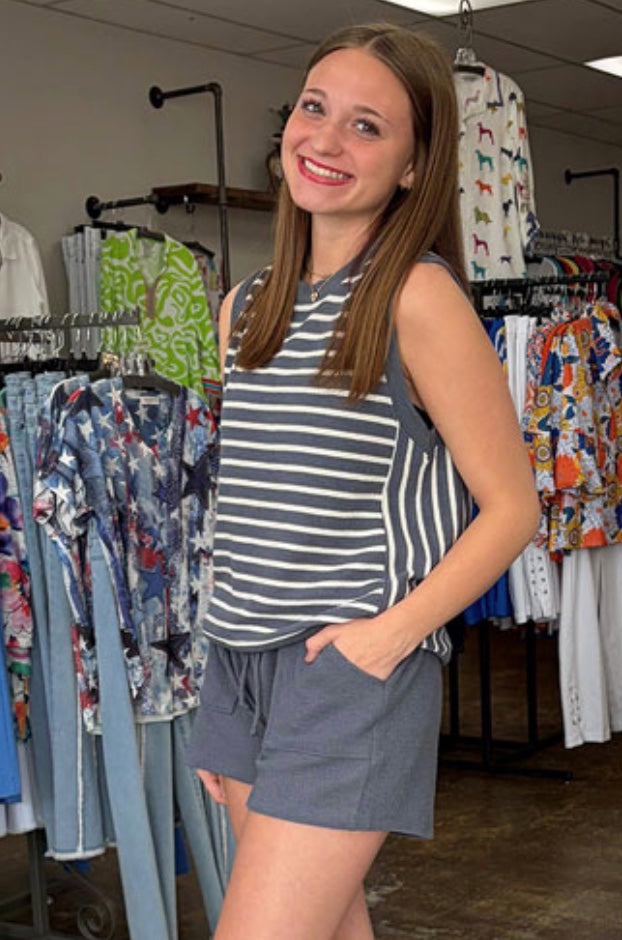 Knit Grey Striped Set