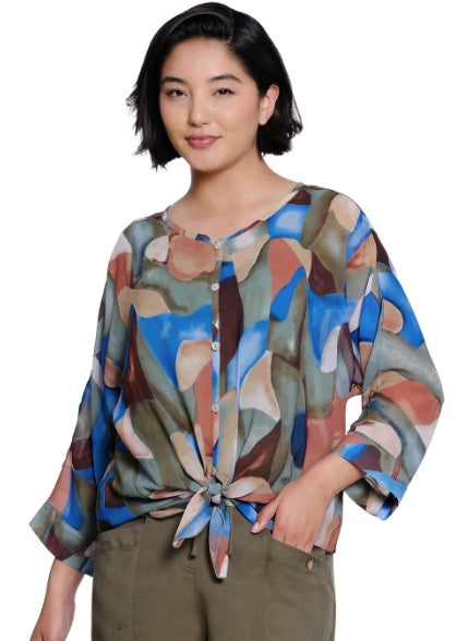 Printed Woven Button Top