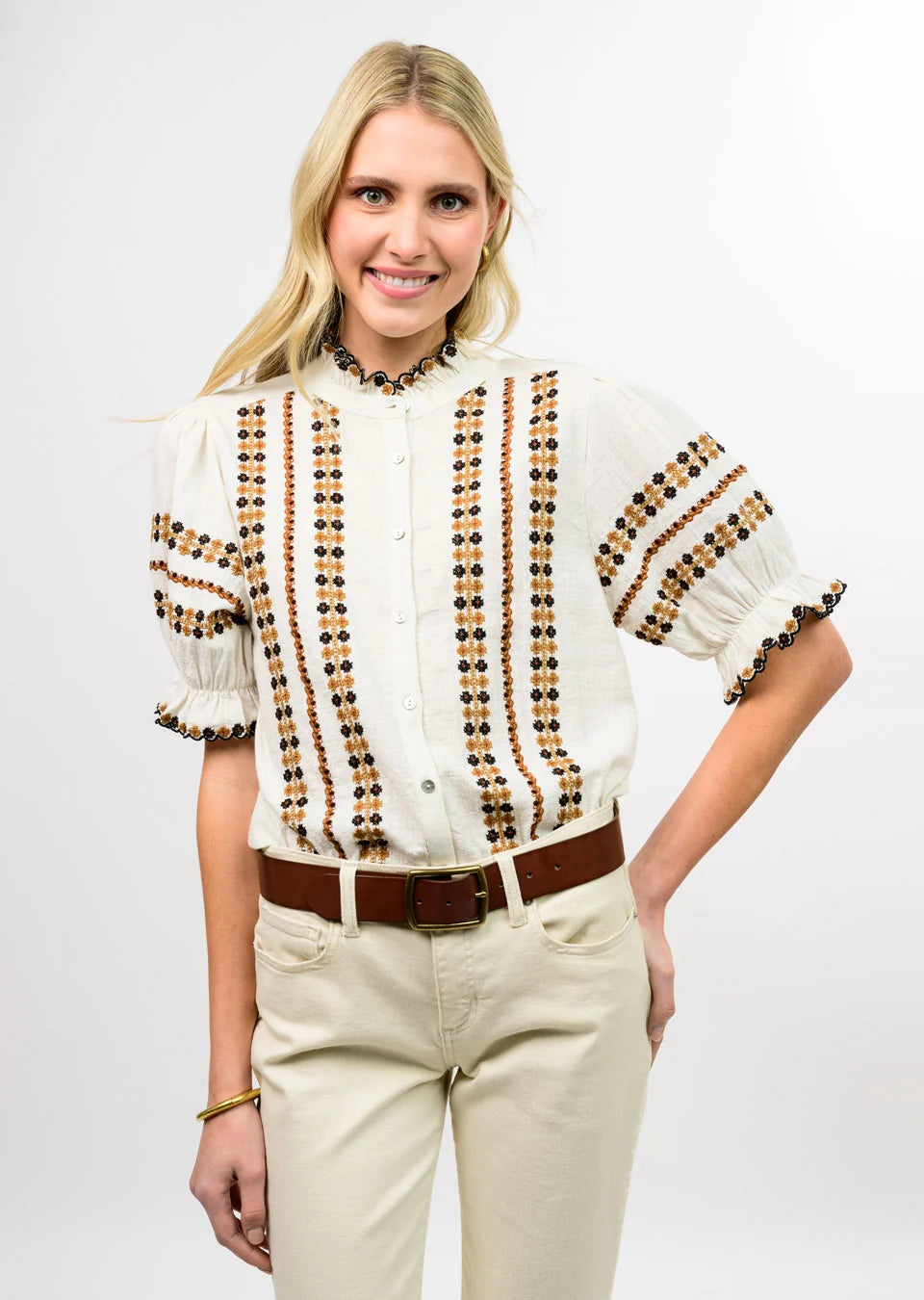 Rows of Embroidery Top