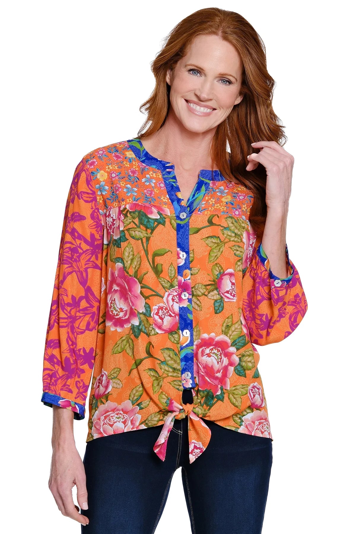 Button Down Tie Front Top