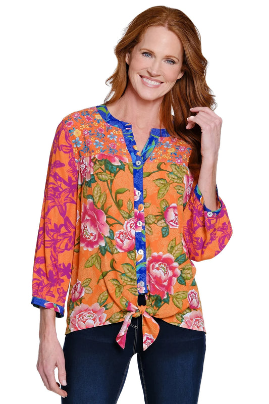 Button Down Tie Front Top