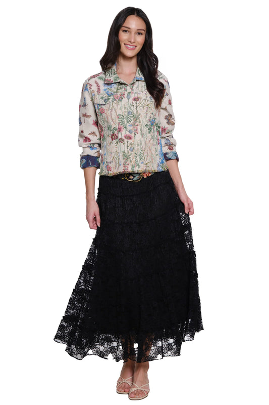 Lace Tiered Skirt w/ Belt