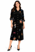Embroidered Velvet Shirt Dress