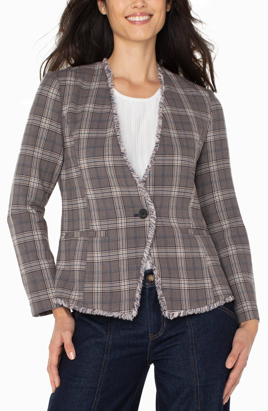 Collarless Fitted Blazer