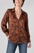 Long Sleeve Button Front Woven Blouse