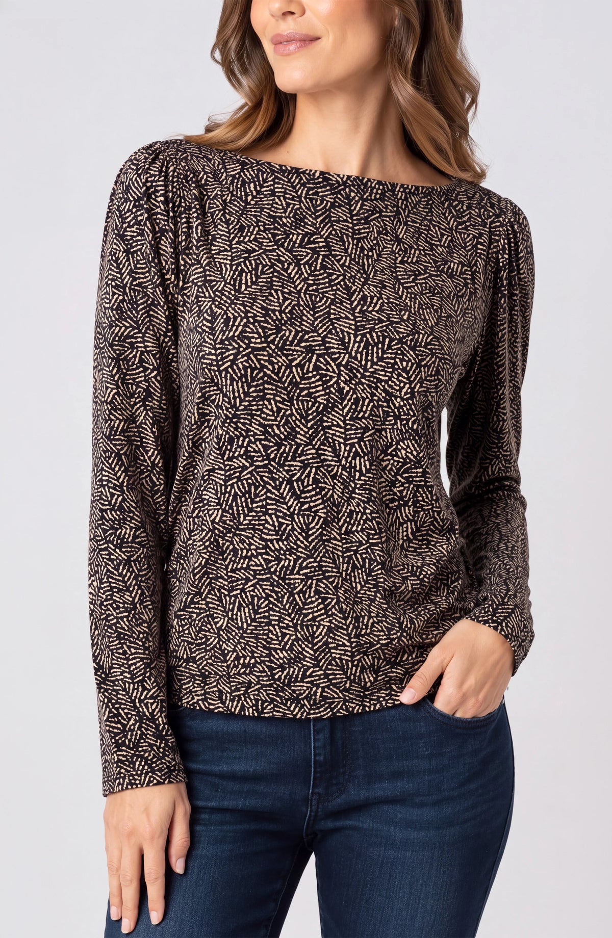 Long Sleeve Jewel Neck Knit Top