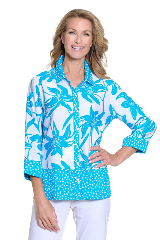 Mixed Print Cuffed Shirt