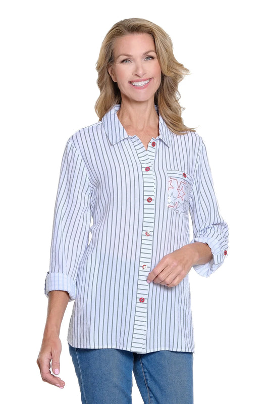 Button Front Hi-Lo Shirt