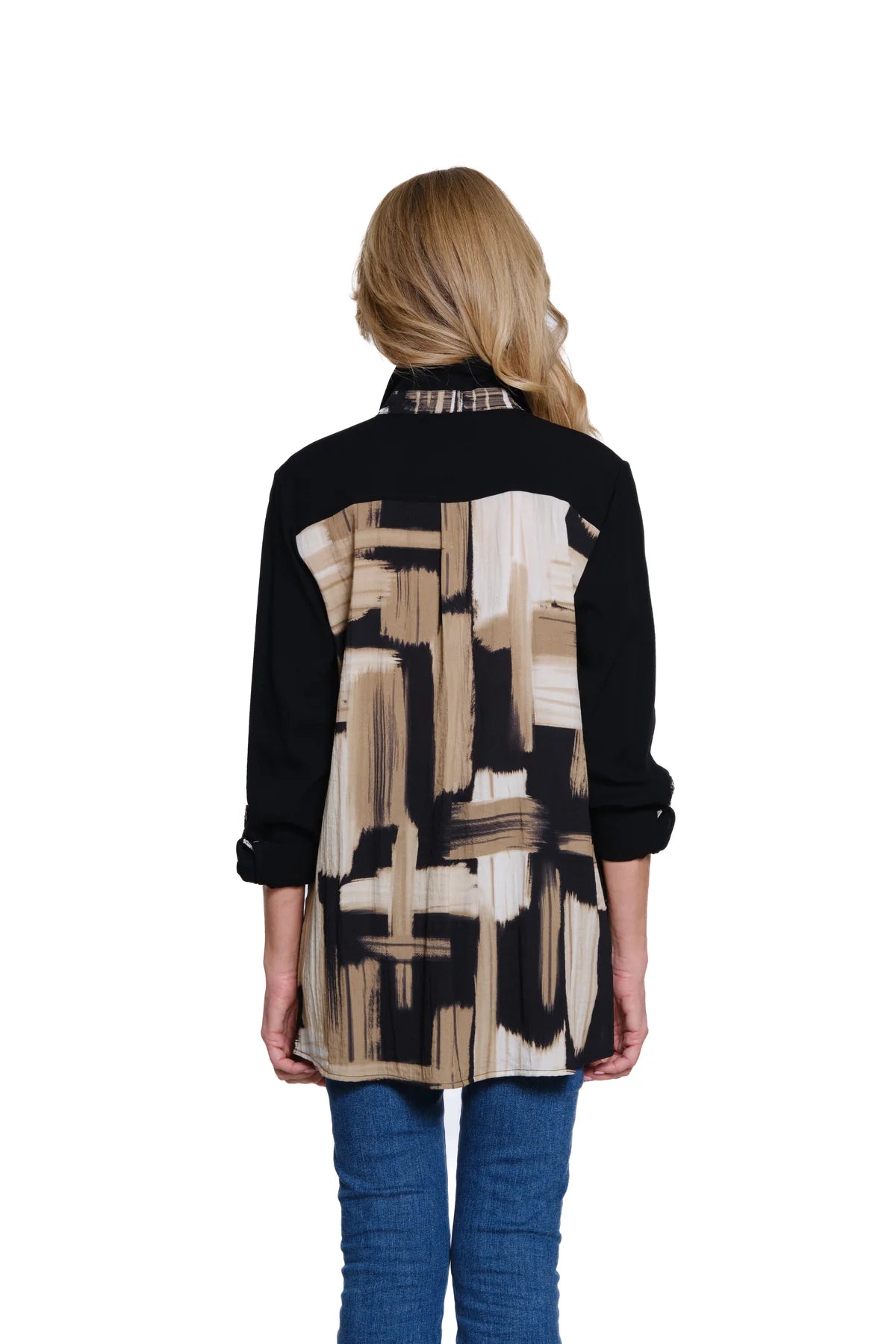 3/4 Sleeve Animal Print Detail Top
