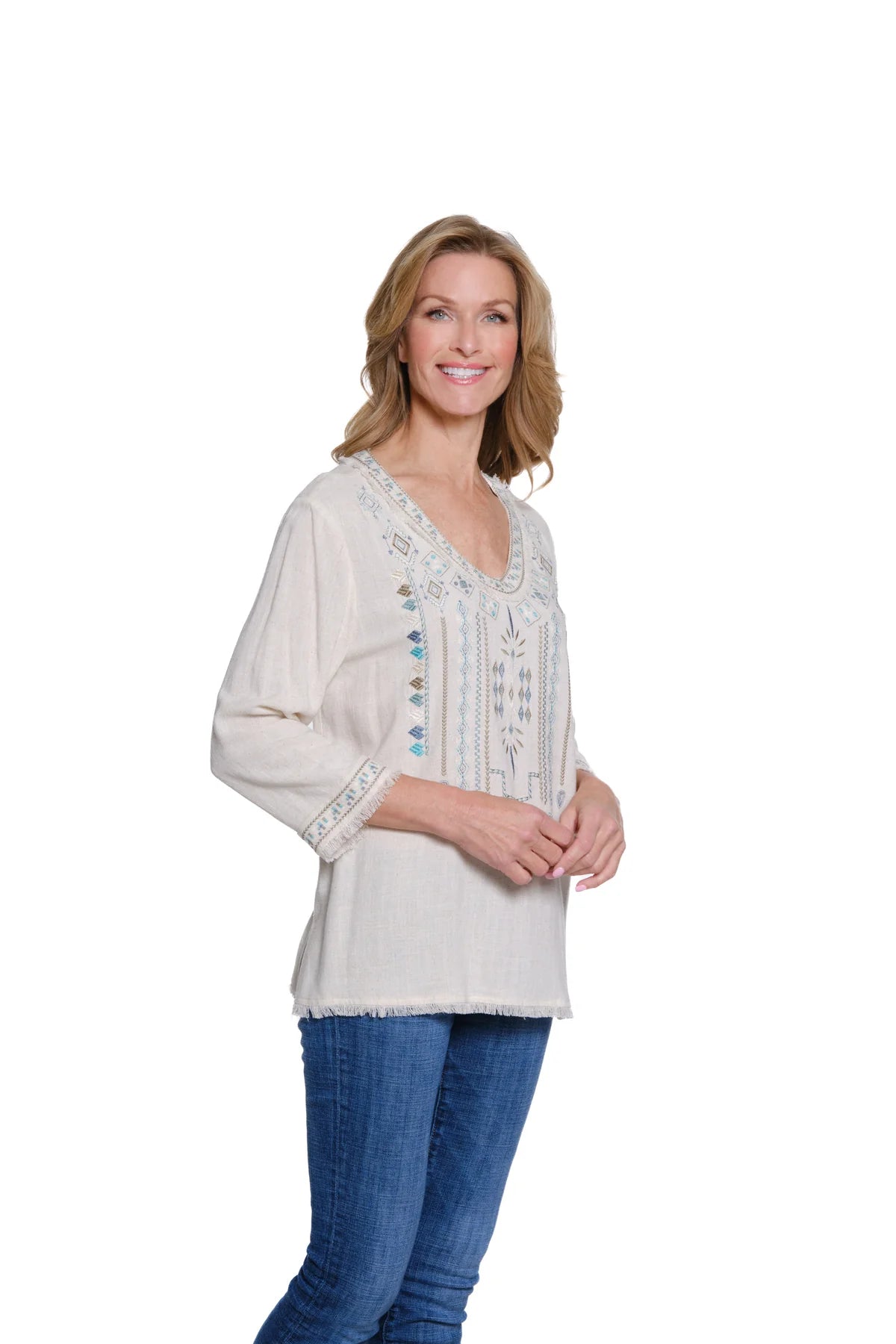 3/4 Sleeve Embroidered Top