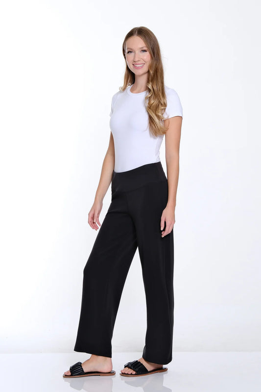 Wide Band Knit Wide Leg Ankle Pant