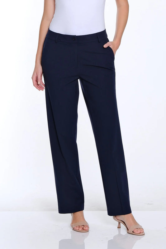 Zip Front Straight Leg Ankle Pant