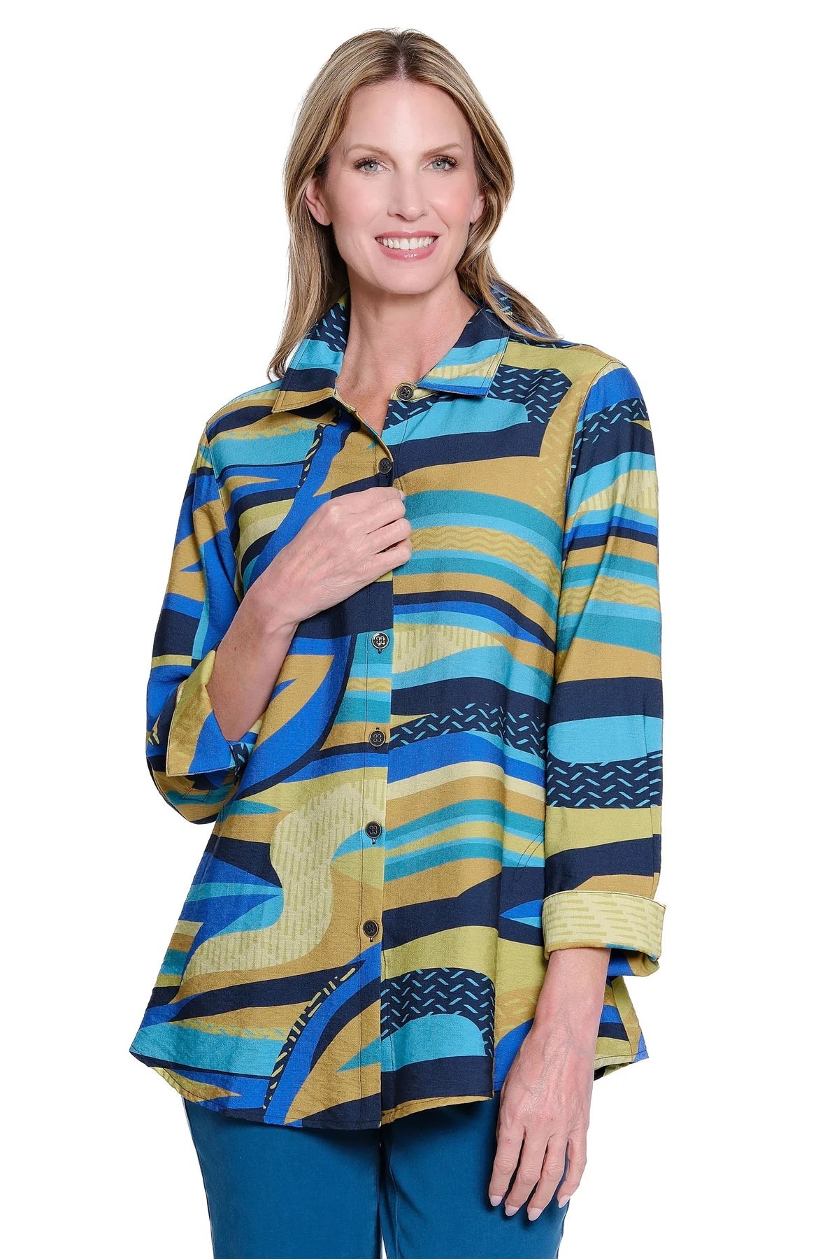 Abstract Print 3/4 Sleeve Top