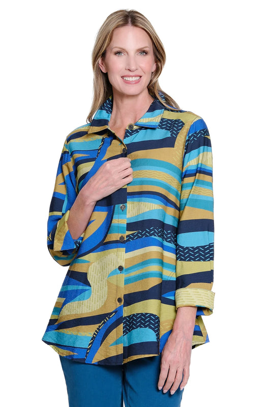 Abstract Print 3/4 Sleeve Top