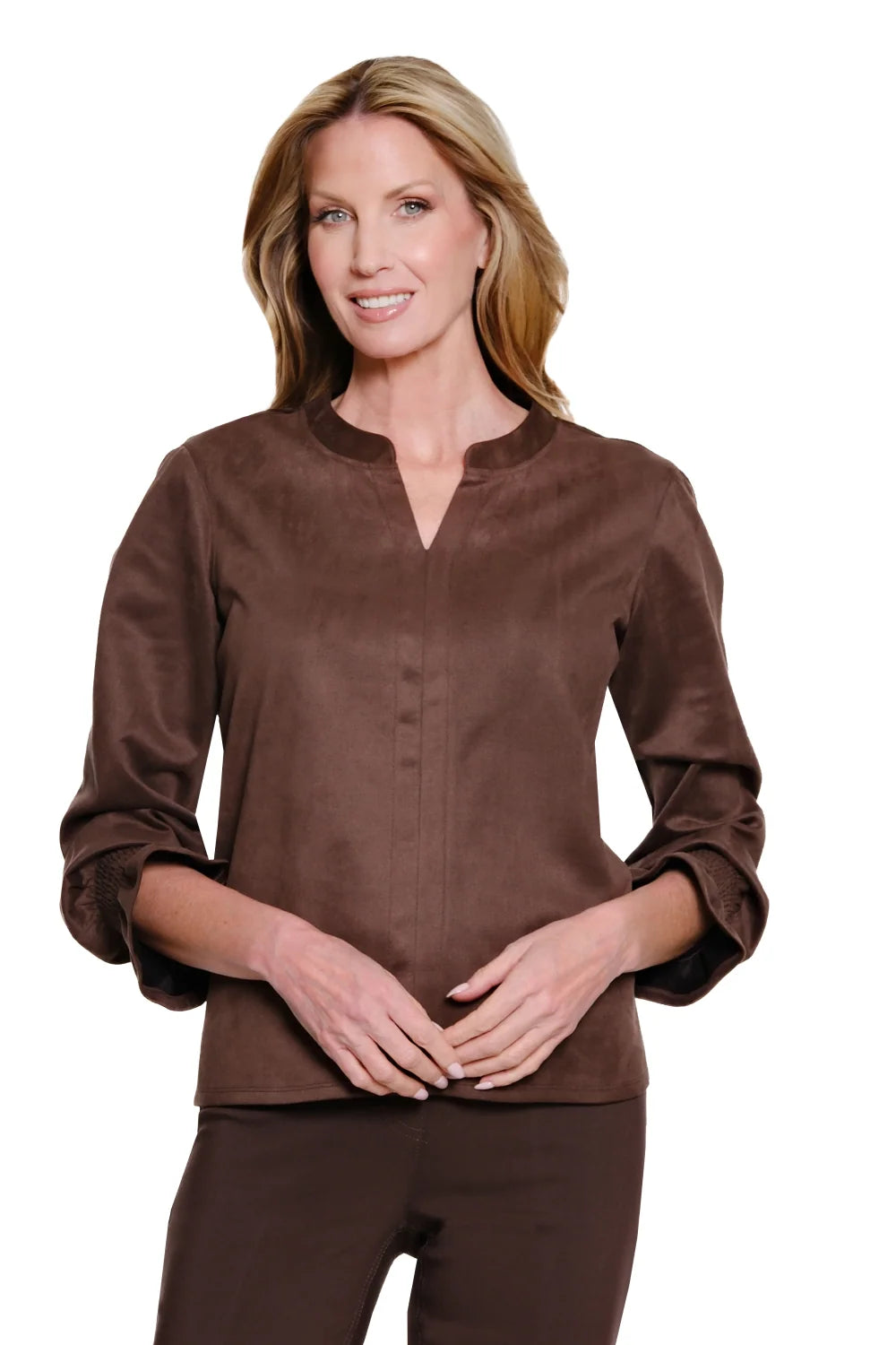 Suede V-Neck Top