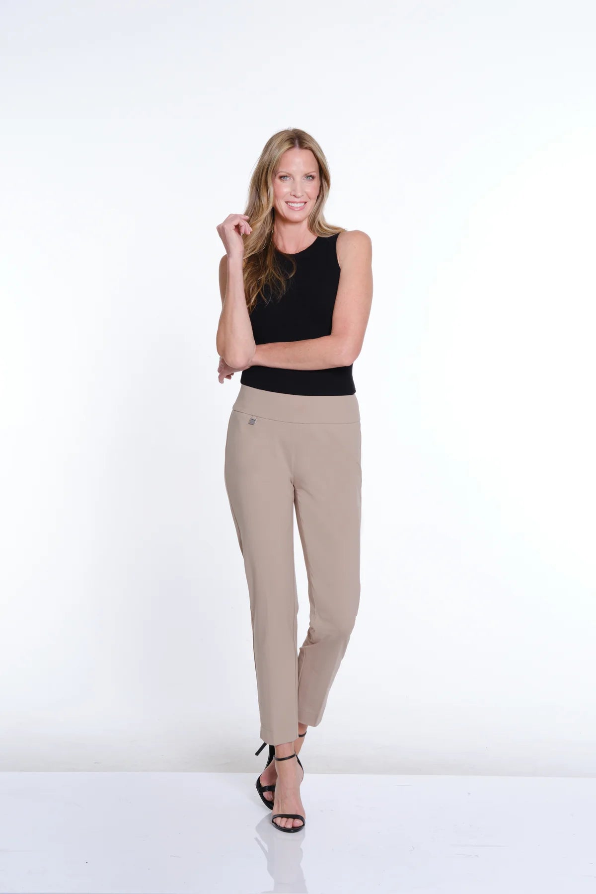 Wide Band Elastic Waist Ankle Pant