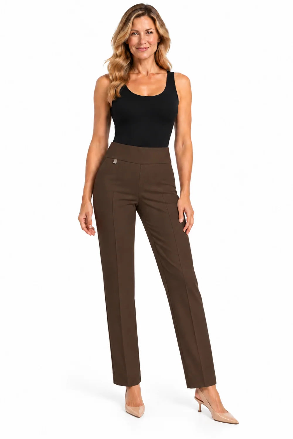 Wide Band Elastic Waist Ankle Pant