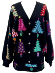 Queen of Sparkles Black Colorblock Trees Cardigan