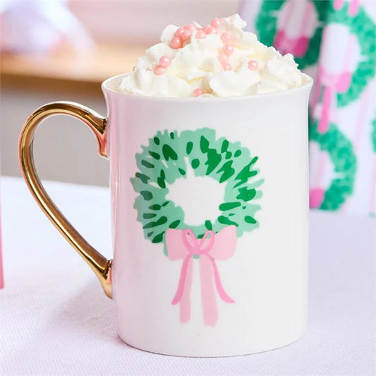 Wreath Mug With Gold Handle