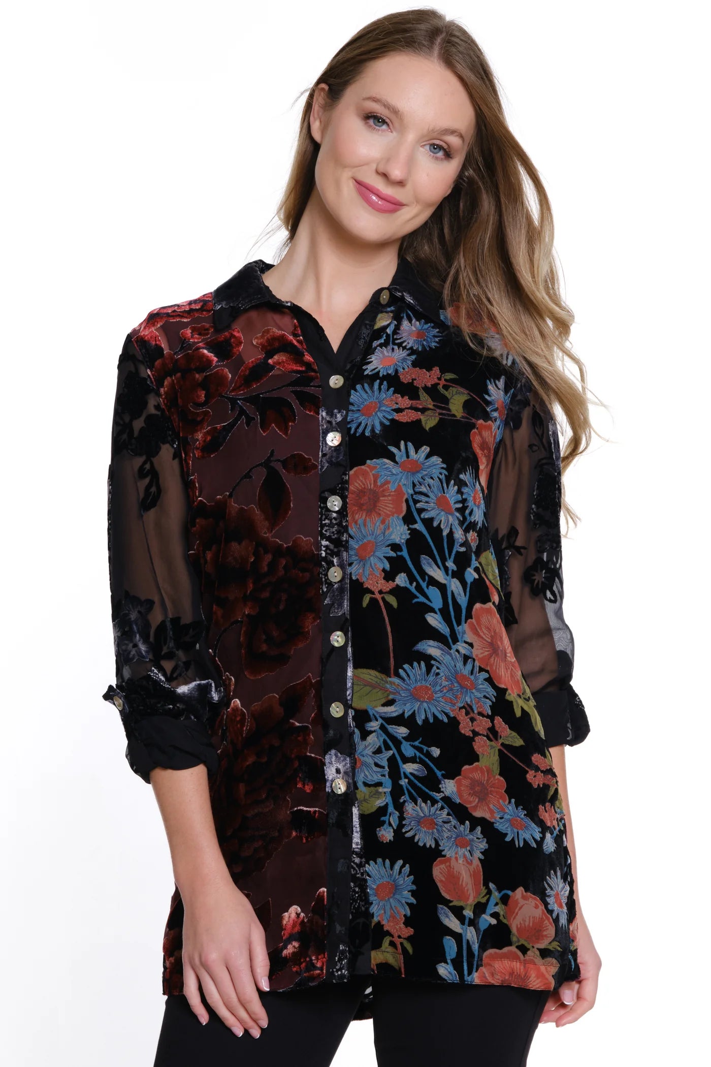 Velvet Button Front Tunic