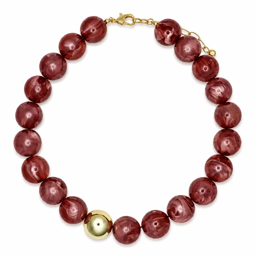 Resin Beaded w/ Gold Ball Necklace