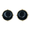 Stone w/ Gold Outline Stud Earrings