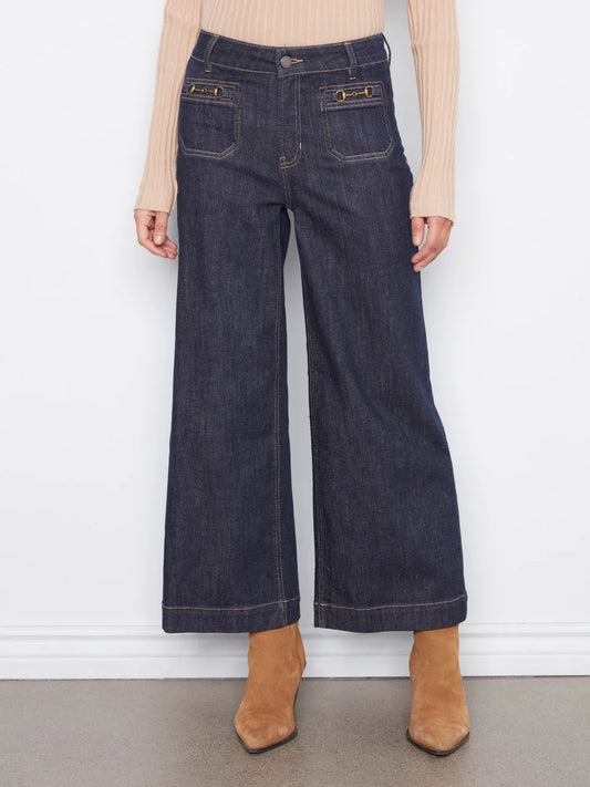 Wide Leg Stretch Denim Pants