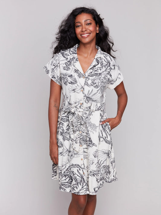 Short Sleeve Button Front Dress