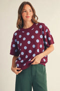 Short Sleeve Polka Dot Sweater