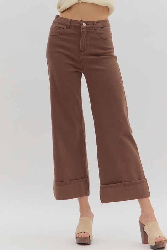 Solid Mid-Rise Ankle Pant