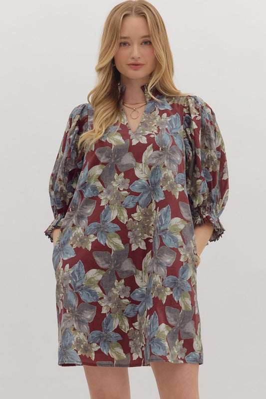 Vintage Floral Midi Dress