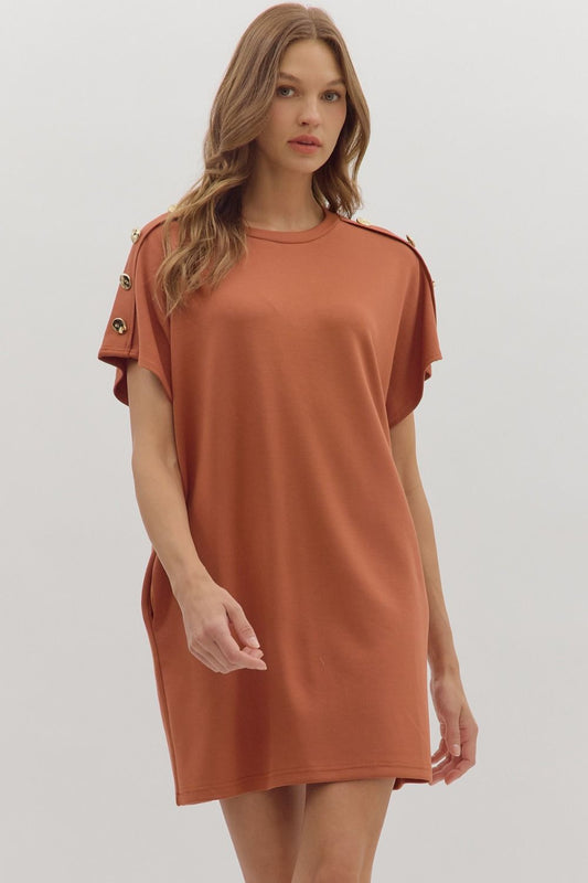 Solid Short Sleeve Mini Dress