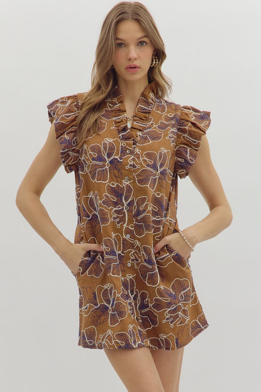 Floral Embroidered Puff Sleeve Dress