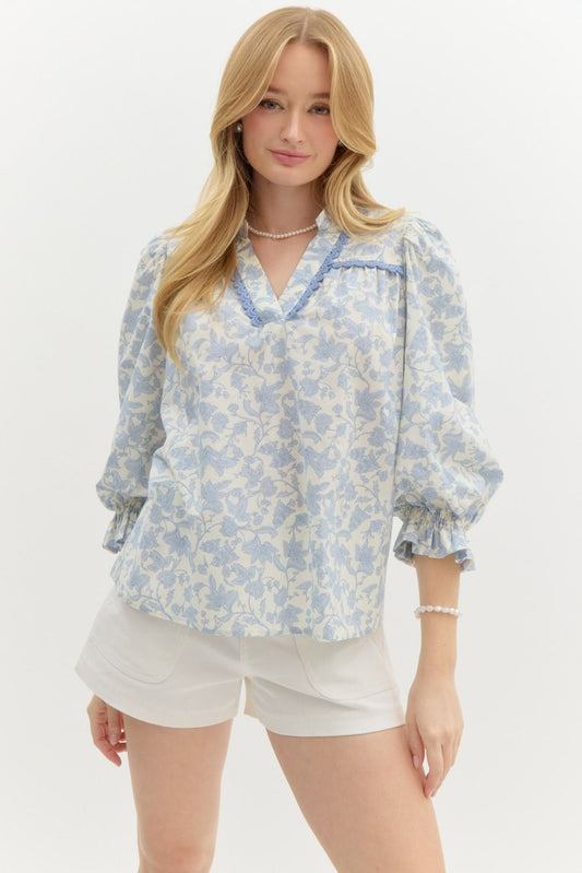 Floral Print 3/4 Sleeve Top